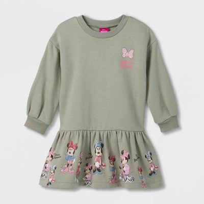 Toddler Girls' Minnie Mouse Printed Sweatshirt Dress - Green