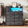 8+3 Drawers Fabric Dressers for Bedroom with 4 Side Pockets,LED Lights,Charging Station - 2 of 4