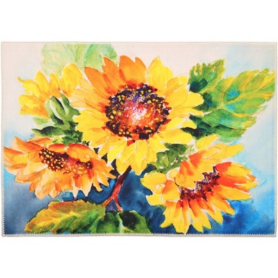 Olivia’s Home Just Picked Sunflowers Doormat – 22" x 32" Indoor Accent Mat with Harvest Floral Art, Durable Polyester Face