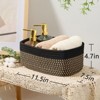 Aoibox Woven Cotton Rope Storage Baskets 11.5x7.5x4.7 Inch Closet Organizer Bin Decorative Cube Box 3 Pack Black Brown - 3 of 4