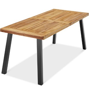 Best Choice Products 6-Person Indoor Outdoor Patio Rustic Acacia Wood Picnic Dining Table w/ Metal Legs - 1 of 4