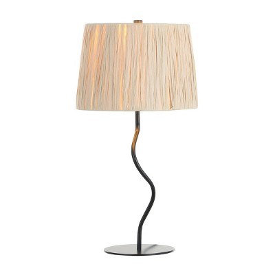 Ziggi 24 Inch Black Metal Table Lamp with Natural Paper Rope Shade
