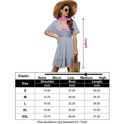 Женские платья KOJOOIN Dress V Neck Summer Casual Dress Lace Trim Sundress Ruffle Hem Casual Midi Beach Cover Up Dress,Gray - M — фото 5