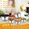 Mixing Bowl Set of 5, 4.5/3/1.5/1/0.7 QT, Stainless Steel Metal Nesting Salad Bowl with Lid Set, Ideal for Mixing Serving, Easy Clean, Black - 3 of 4