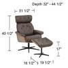 BenchMaster Melia Chocolate Tufted Faux Leather Swivel Recliner and Slanted Ottoman - 4 of 4