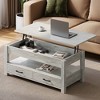 Greenstell Vintage solid wood gas pressure lift coffee table with drawers and hidden compartments for storage - 2 of 4