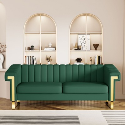 NicBex Couches for Living Room 83" Sofa Upholstered 3-Seat Couch Soft Sponges Comfy Modern Sofa with Gold Accents for Apartment