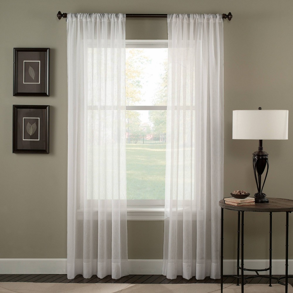 Photos - Curtains & Drapes 1pc 51"x144" Sheer Trinity Crinkle Voile Window Curtain Panel Winter White