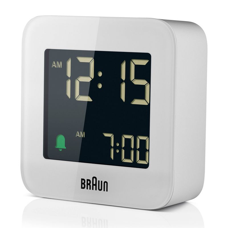 Braun Digital Compact Travel Alarm Clock with Snooze and Negative LCD Display, 5 of 11