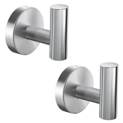 LunaLulinlk 2 Pack Towel Hooks, Matte Black SUS304 Stainless Steel Coat Robe Clothes Hook Modern Wall Hook Holder Silver