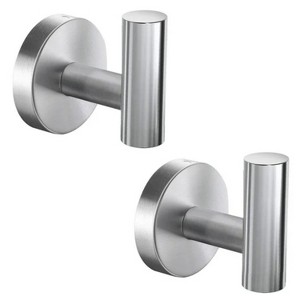 LunaLulinlk 2 Pack Towel Hooks, Matte Black SUS304 Stainless Steel Coat Robe Clothes Hook Modern Wall Hook Holder Silver - 1 of 4