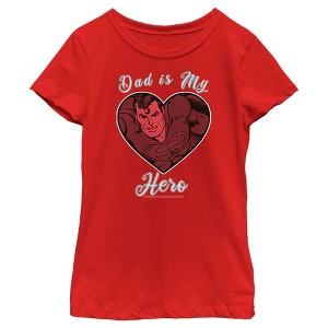 Girl's Superman Valentine's Day Dad is My Hero T-Shirt - 1 of 4