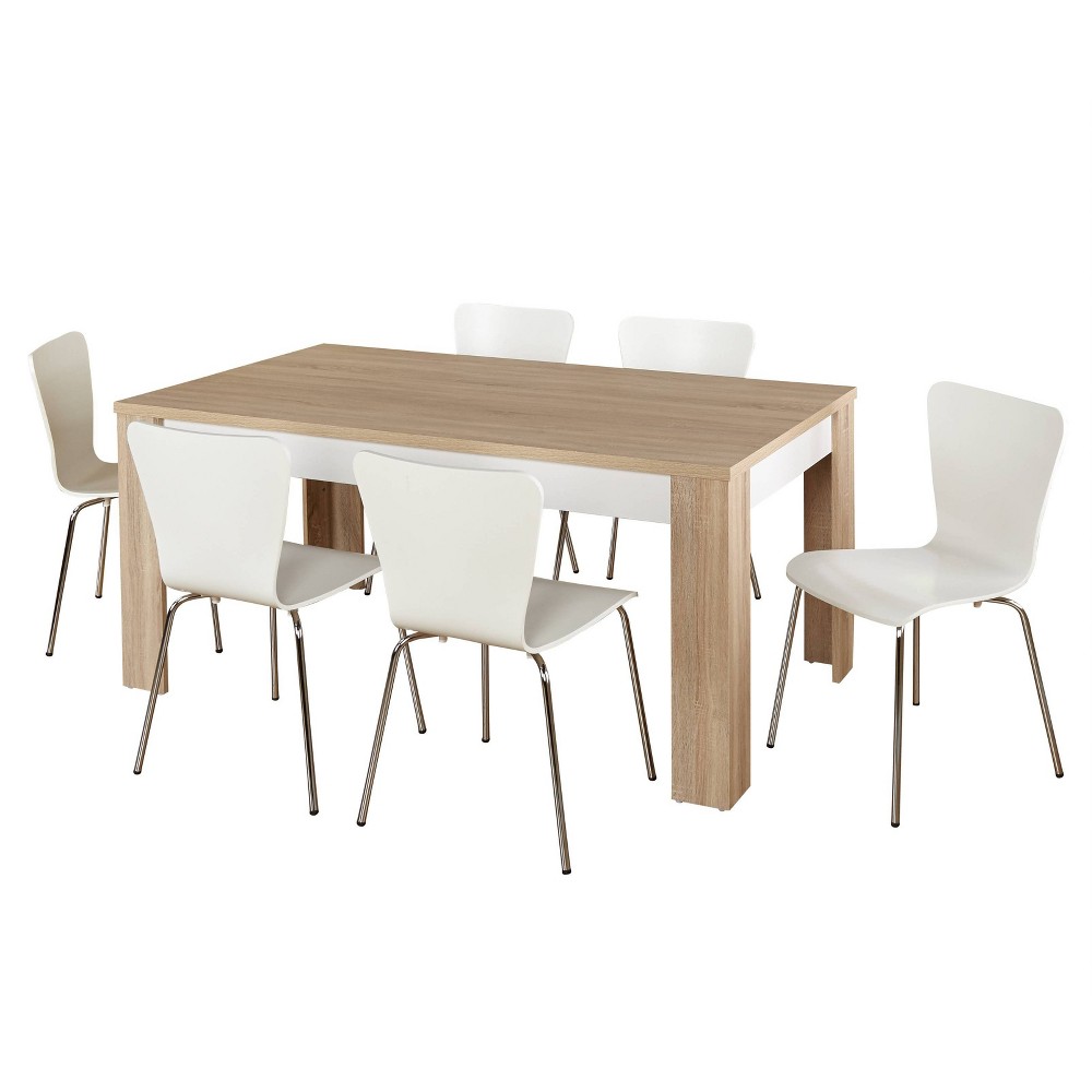 Photos - Dining Table 7pc Mandy Dining Set Natural/White - Buylateral