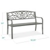Best Choice Products Outdoor Steel Bench Garden Patio Porch Furniture w/ Floral Design Backrest - 2 of 4