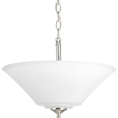 Brushed Nickel Glass 3-Light Semi-Flush Mount Fixture