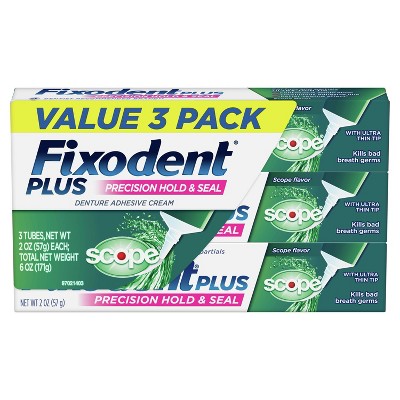 Fixodent Plus Scope Precision Hold & Seal Denture Adhesive Cream - 2oz/3pk