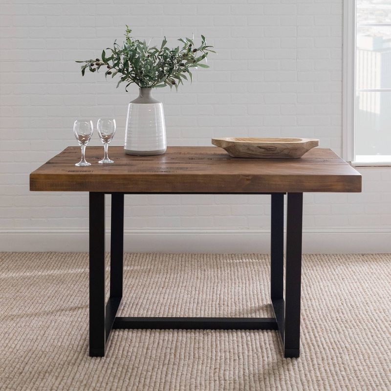 52" Modern Farmhouse Solid Wood Distressed Plank Top Dining Table - Saracina Home, 4 of 15