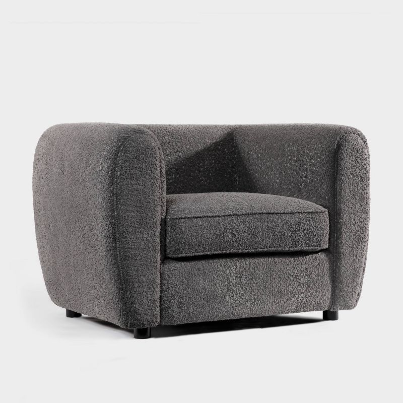 HOMES: Inside + Out Sunhaven Contemporary Boucle Fabric Deep Barrel Accent Armchair, 1 of 12