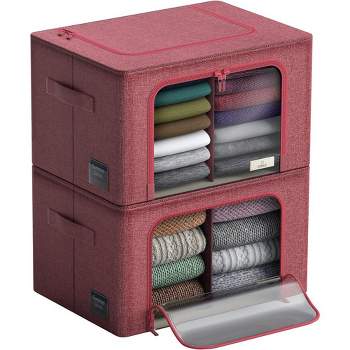 Sorbus Stackable & Foldable Clothes Organizer Storage Bins with Divided Interior, Large Window, & Carry Handles