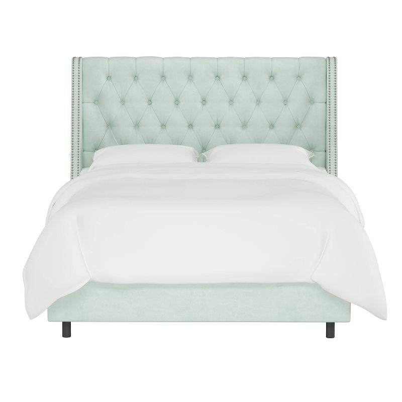 Skyline Furniture Arlette Nail Button Tufted Wingback Bed in Velvet, 1 of 12