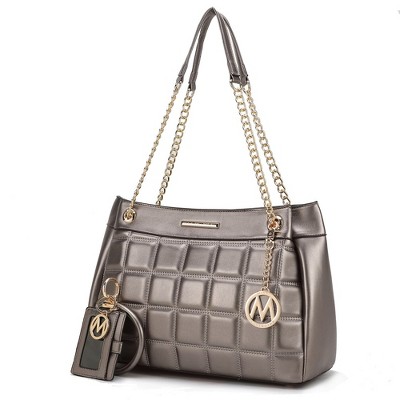 MKF Collection Mabel Quilted Women’s shoulder Bag & Bracelet Keychain with a Credit Card Holder by Mia K