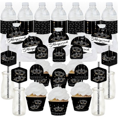 Big Dot of Happiness Masquerade - Mask Party Favors and Cupcake Kit - Fabulous Favor Party Pack - 100 Pieces