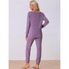 cheibear Women's Sweatshirt Jogger Lounge Set Long Sleeve Knit Round Neck Pajama Tracksuit - 3 of 4