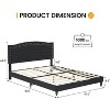 Queen Bed Frame with Height-Adjustable Upholstered Headboard, Platform Bed with Wooden Slats Support, No Box Spring Needed, Black - 2 of 4
