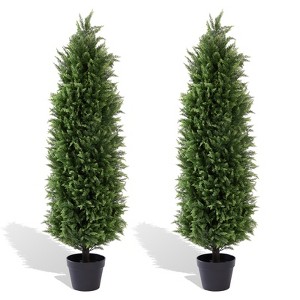 poetree 2 Pack 3/4 ft Artificial Topiary Tree Faux Cedar Pines Potted Tree Decor for Indoor/Outdoor - 1 of 4