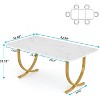 Tribesigns Rectangular Dining Table for 4, 63 Inches Modern Kitchen Table with Faux Marble Table Top and Metal Legs - 3 of 4