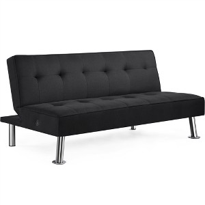 Yaheetech Modern Fabric Convertible Futon Sofa Bed with USB Ports - 1 of 4