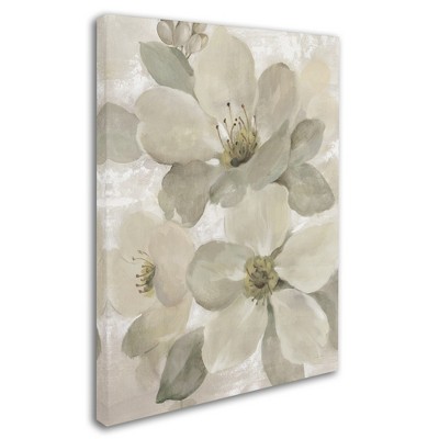 Silvia Vassileva 'White on White Floral I Crop Neutral' Canvas Art