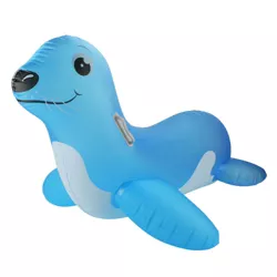 Pool Central 46" Inflatable Blue Sea Lion Ride On Pool Float with Handles