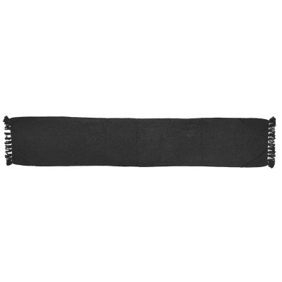 90" x 20" Cotton Textured Table Runner Black - Threshold™: Traditional Solid Rectangle, Machine Washable, Fall Decor