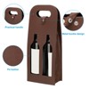 Unique Bargains Foldable Reusable PU Leather 2 Bottle Wine Gift Bag for Party 2 Pcs - 3 of 3