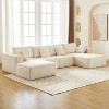 Acekool 137" U-Shaped Cloud Sectional - No Assembly Corduroy Sofa with Convertible Chaise & Deep Seating for Living Rooms (White) - 2 of 4