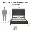 Queen Size Bed Frame, 54" Tall Headboard Wingback Upholstered Bed, Wooden Slats Support, No Box Spring Needed, Easy Assembly, Bedroom Furniture - 3 of 4