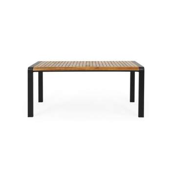 Holt Rectangular Outdoor Acacia Wood Dining Table Teak/Black - Christopher Knight Home