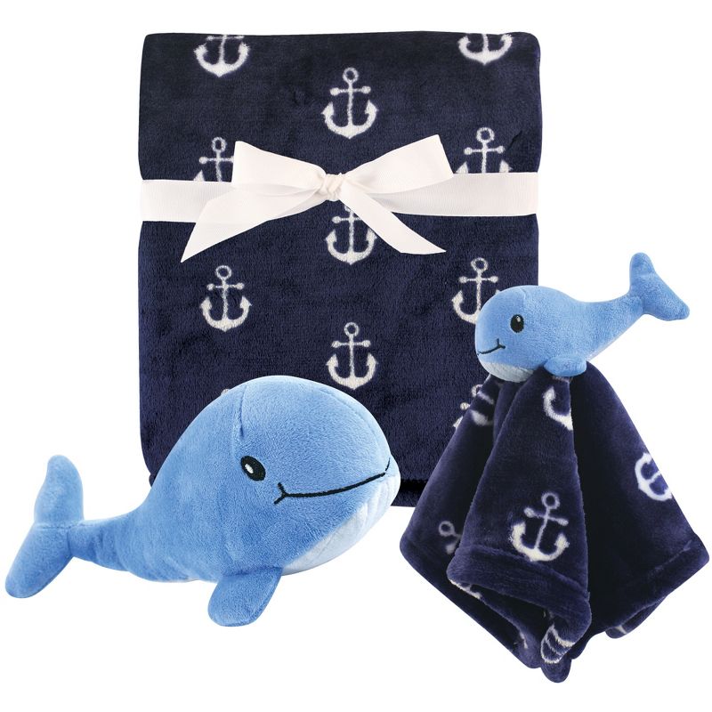 Hudson Baby Infant Boy Plush Blanket, Security Blanket and Toy Set, Boy Whale, One Size, 1 of 3