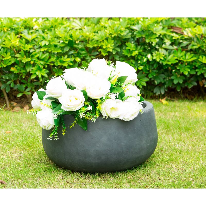Rosemead Home &#38; Garden, Inc. 16&#34; Wide Kante Lightweight Concrete Outdoor Bowl Planter Pot Charcoal Black, 3 of 6