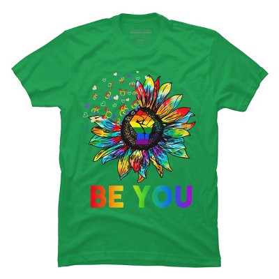 Adult Design By Humans Be You Sunflower Power Fist Pride Rainbow By Legato Tendo T-Shirt