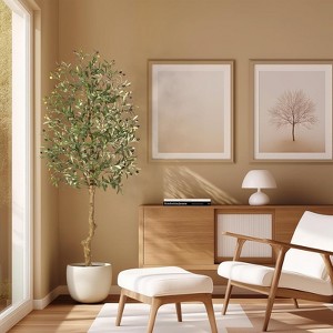 5FT-B Artificial Olive Tree for Home Decor Artificial Indoor, Tall Fake Olive Tree with Moss,with Realistic Trunks, Adjustable Branch and Fruits - 1 of 4