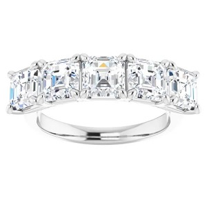 Pompeii3 5Ct Asscher Cut Moissanite Five Stone Wedding Ring Anniversary Band White Gold - 1 of 4
