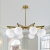 PAKOKULA Mid Century 8-Light Gold Sputnik Chandelier with Milky Glass Globe for Living Room Kitchen Island - 4 of 4