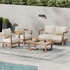 Christopher Knight Home Aston Outdoor Acacia Wood 4 Seater Chat Set with Cushions, Beige and Brown Wash - 2 of 4