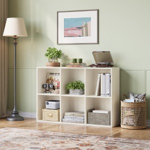 Cube Shelf Bookcase, 3-Tier Wooden Open Bookshelf, Floorstanding Storage Cabinet - 1 of 4