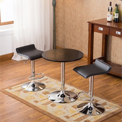 Modern Adjustable Black & Silver Pub Table Set with 2 Swivel Stools