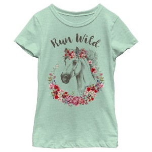 Girl's Lost Gods Floral Horse Love At First Ride T-Shirt - 1 of 4