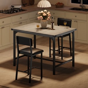 Garvee 3-Piece Dining Table Set W/Footrest & 2 Upholstered Chairs, High Table and Chairs Set with Corner Protector, for Pub, Dining - 1 of 4