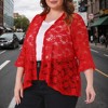 Agnes Orinda Women's Plus Size Casual Open Front 3/4 Sleeve Sheer Lace Cardigan - 2 of 4